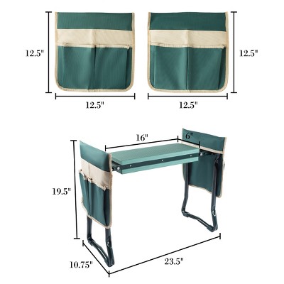 Nature Spring Foam-Padded Kneeling Bench for Gardening, Planting, and Weeding - 23.5" x 10.75" x 19.5", Green