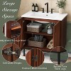 Mshliw 30" Vintage Bathroom Vanity with Ceramic Sink, Soft-Close Fence Doors, Iron Legs & Antique Dark Brown Finish - 2 of 4