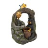 Okak Two-Tier Outdoor Fountain with Bear and Bird Decoration, Waterfall Fountain with Pump, Water Fountain for Backyard, Garden, Gray - 2 of 4