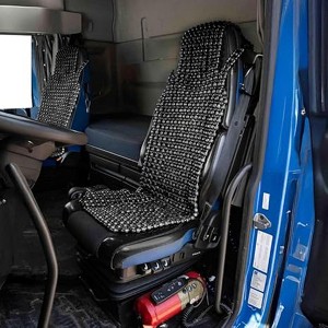 Zone Tech Beaded Seat Cover for Cars - Cooling, Massage Cushion, Car Seat Natural Wooden Beads for Semi Truck, Trailer, Car (Black) - 1 of 4
