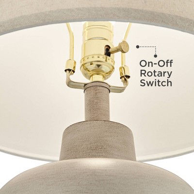 Southwest Beige Resin Urn Table Lamps with Drum Shades, Set of 2