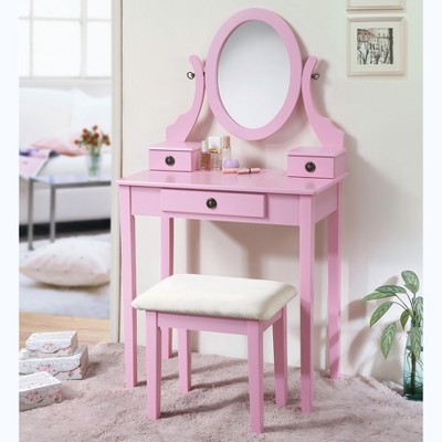 Moniys Wood Moniya Makeup Vanity Table and Stool Set