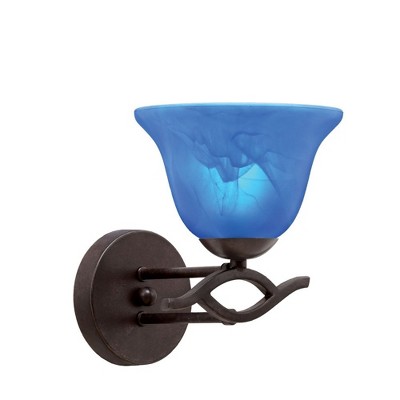 Toltec Lighting Revo 1 - Light Sconce in  Dark Granite with 7" Blue Italian Shade