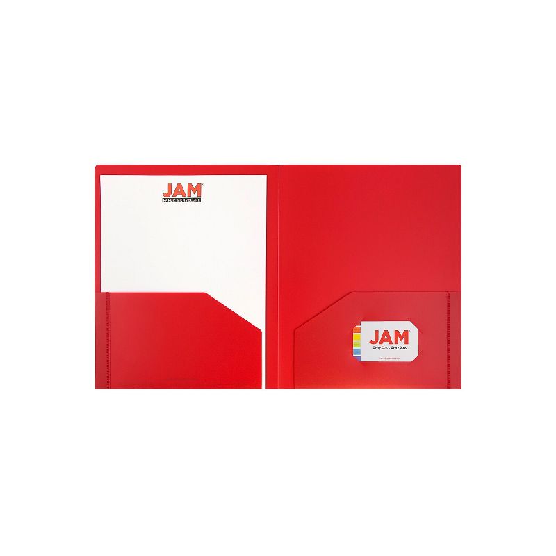 JAM Paper Heavy Duty 2-Pocket Presentation Folders Red 108/Box 383HREB, 3 of 5