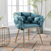 GustoWave 28'' Velvet Accent Chair with Gold Legs, Leisure Velvet Single Sofa Chair, Lazy Person Household Dresser Stool, Blue - 4 of 4
