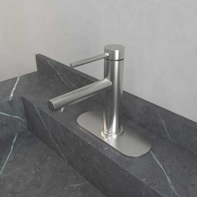 Brushed Nickel Single Handle Low-Arc Bathroom Faucet