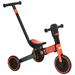 Aosom 4-in-1 Balance Bike, Kids Tricycle Bike, Baby Bicycle, & Push Trike for Kids 2-6 with Folding Trike Handle, Outdoor Toy for Toddlers