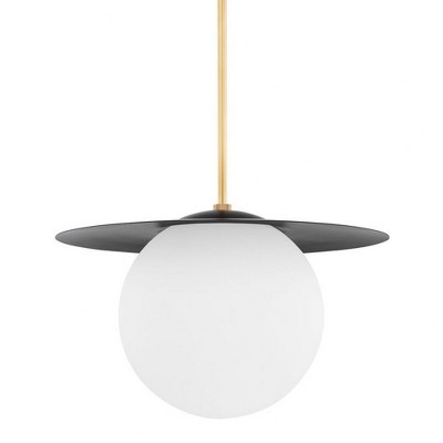 Mitzi Marlene 1 - Light Pendant in  Aged Brass/Soft Black White Shade
