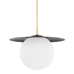 Mitzi Marlene 1 - Light Pendant in  Aged Brass/Soft Black White Shade - 1 of 1