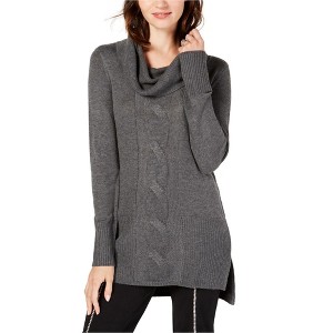I.N.C International Concepts Womens Cable Tunic Sweater, Grey, X-Large - 1 of 1