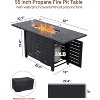 55 inch 48000 BTU Gas Propane Fire Pit Table with Ignition System, Glass Rocks, Rain Cover, Wind Guard Glass for Patio Garden Backyard - 2 of 4