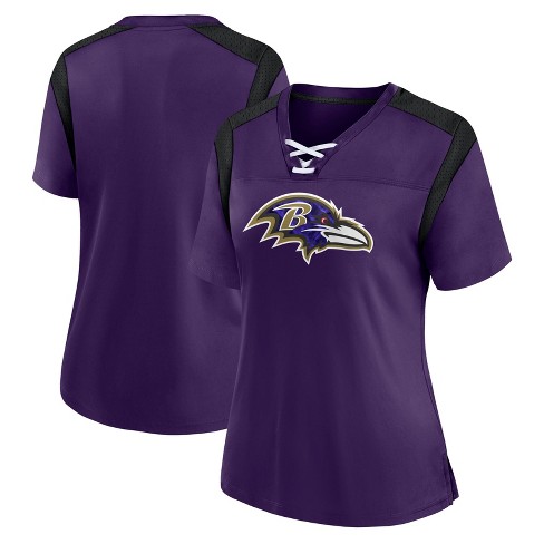 Nfl Baltimore Ravens Women s Short Sleeve Lace up V neck Fashion Jersey M Target