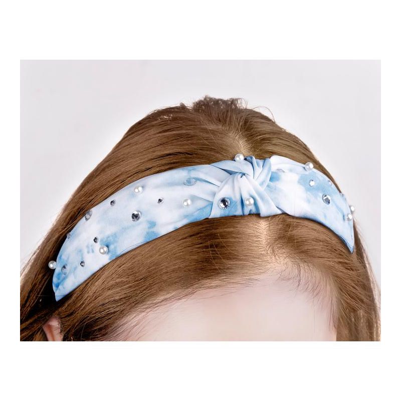 Liv & Ava KNOT TIE DYE HEADBAND WITH PEARL Blue, 2 of 3