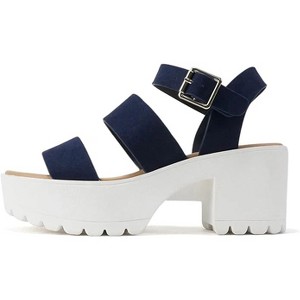Soda ACCOUNT Women's Open Toe Block Heel Platform Sandals with Adjustable Ankle Strap - 1 of 4