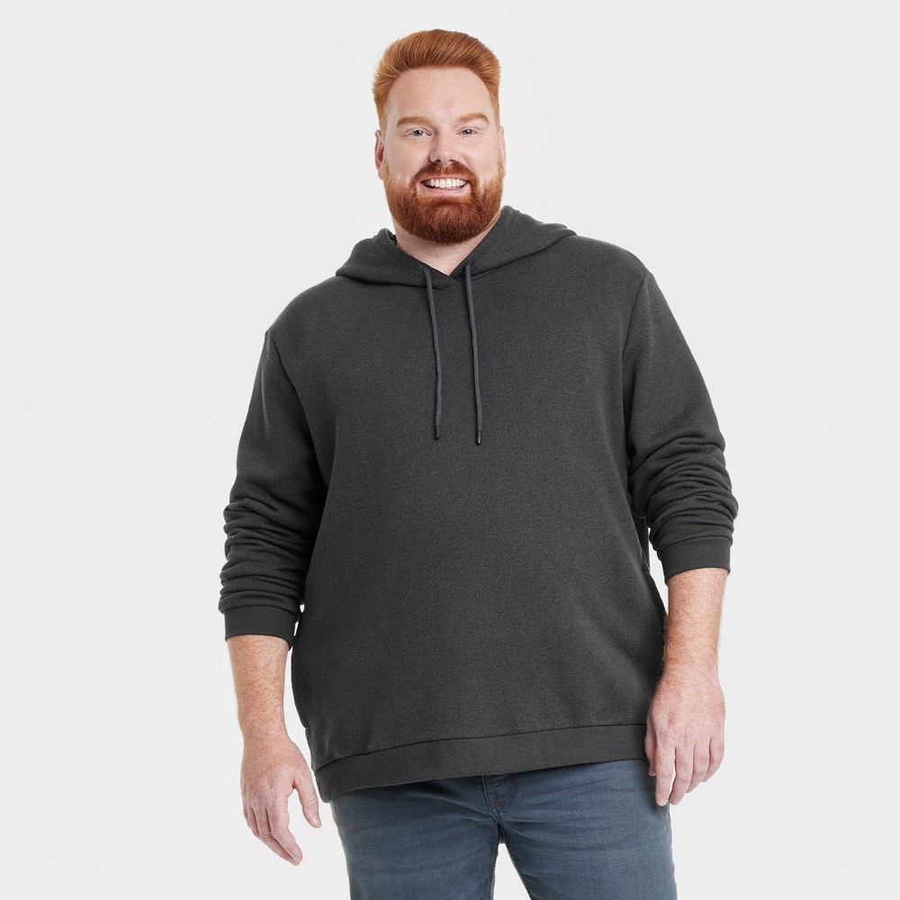 Men's Big & Tall Textured Fleece Hooded Sweatshirt - Goodfellow & Co™ Charcoal Gray XXLT