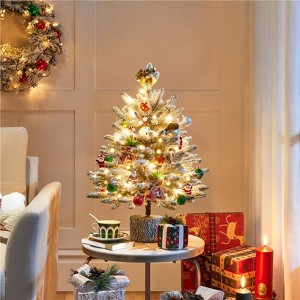 FIONECA Pre-lit Potted Flocked Tabletop Christmas Tree - 1 of 4