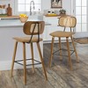 Bekrvio 26" Mid Century Modern Counter Height Bar Stools - Rattan Cane Back, Wood, PU Leather Upholstered for Kitchen Island Dining - 4 of 4