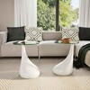 vidaXL Coffee Table Set of 2 High Gloss White Fiberglass, Tempered Glass - 3 of 4
