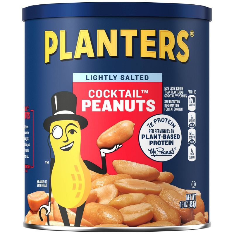 Planters Lightly Salted Made With Sea Salt Cocktail Peanuts - 16oz, 1 of 10
