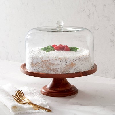 Round Glass & Wood Dessert Stand - Threshold&#8482;