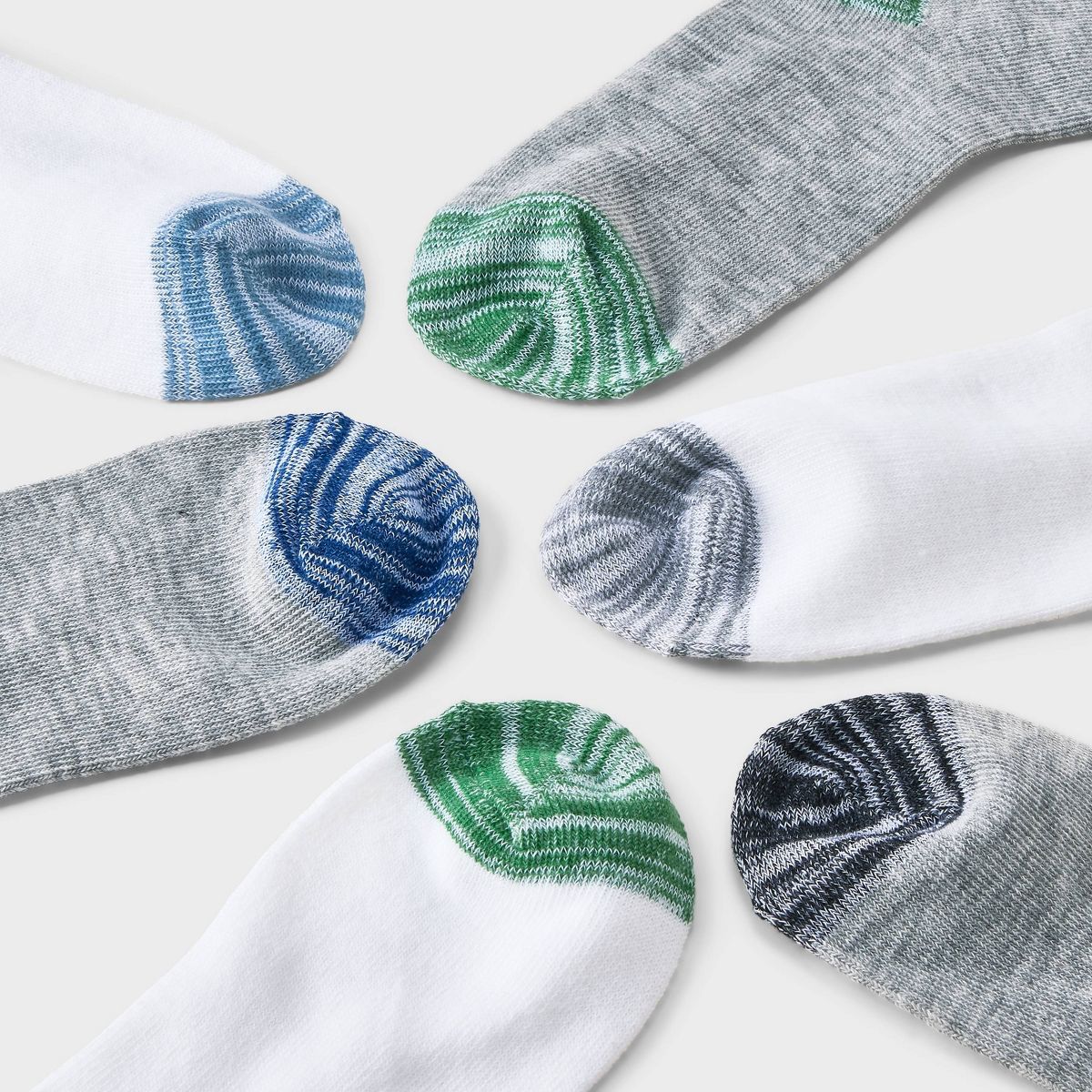 Boys' 10pk Random Feed Heel & Toe Ankle Socks - Cat & Jack™ Gray/White - thumbnail 3