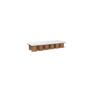 Meridian Furniture,Pavilion Cream Boucle Fabric Bench - 1 of 4