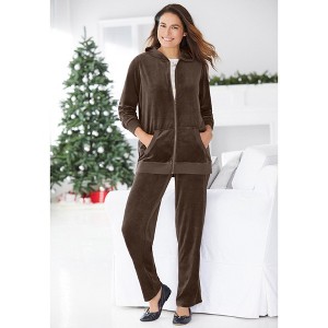 Woman Within Petite 2-Piece Velour Hoodie Set - 1 of 4