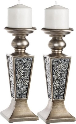 Photo 1 of Creative Scents Schonwerk Decorative Candle Holder (set of 2) - Silver