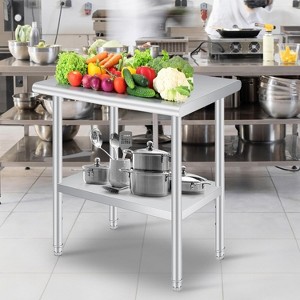 Commercial-Grade Stainless Steel Prep Table with Adjustable Undershelf, Rounded Corners & 660 lbs Load Capacity - 1 of 4