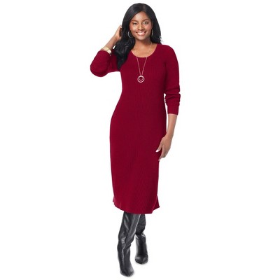 Jessica London Women's Plus Size Scoop-Neck Sweater Dress
