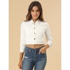 Allegra K Women's Turn Down Frayed Button Down Washed Cropped Denim Jacket - 3 of 4