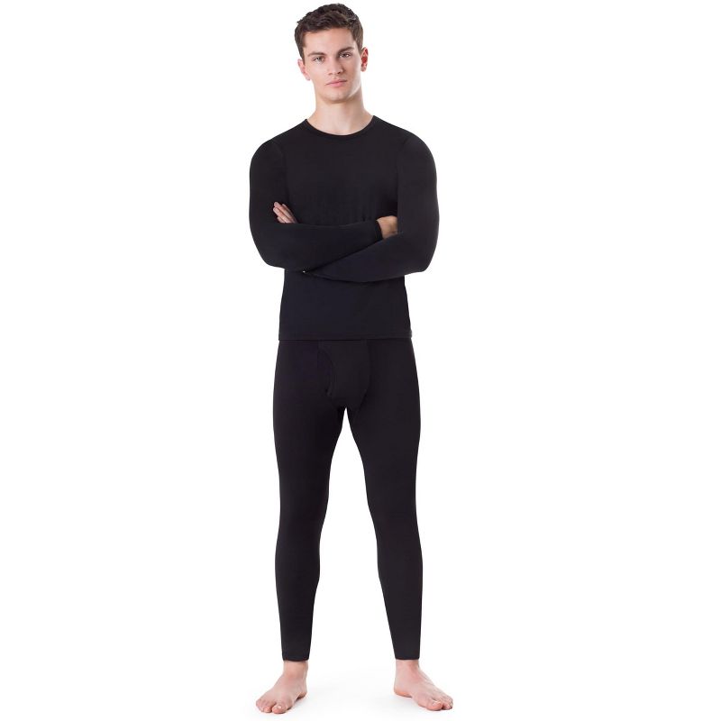 Rocky Thermal Underwear for Men, Long Johns Fleece Lined Set, Shirt & Pants, Base Layer (Black / Small)