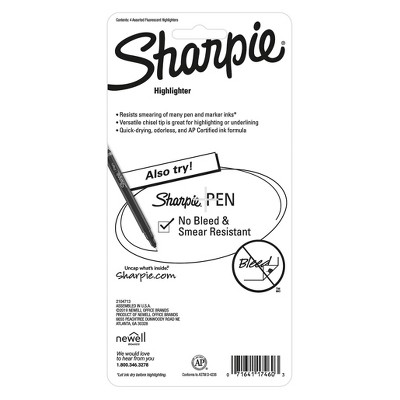 Sharpie Pocket 4pk Highlighters Narrow Chisel Tip Multicolored