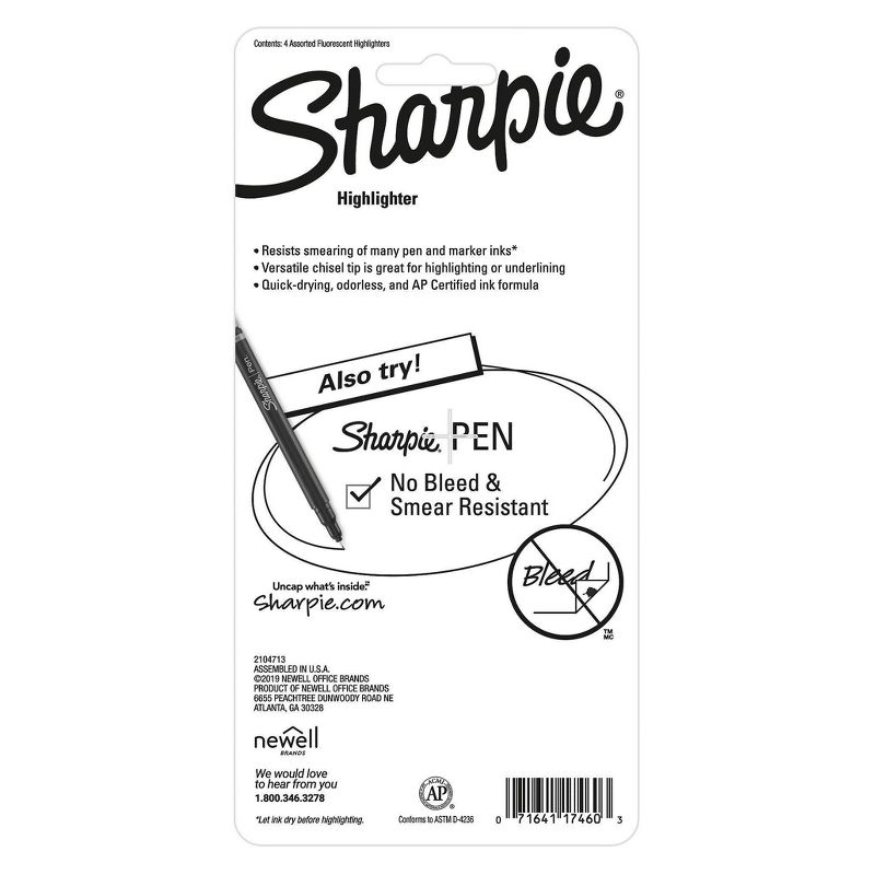 Sharpie Pocket 4pk Highlighters Narrow Chisel Tip Multicolored, 5 of 8