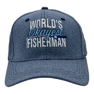 Worlds Okayest Fisherman Hat Funny Sarcastic Fishing Novelty Cap - Crazy Dog - 1 of 4