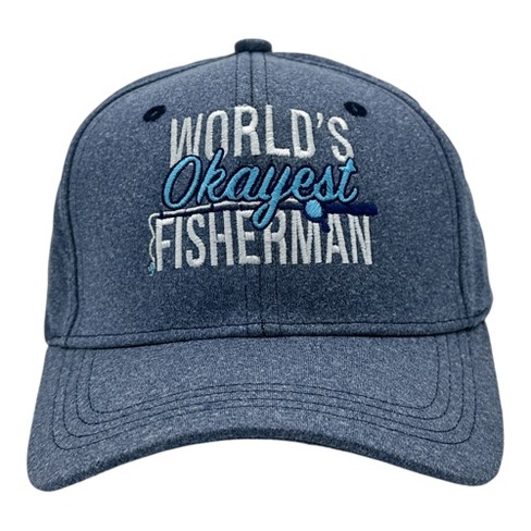 Worlds Okayest Fisherman Hat Funny Sarcastic Fishing Novelty Cap Crazy Dog Blue Standard Target