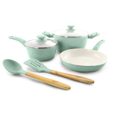 Gibson Home 7 Piece Plaza Cafe Cookware Set in Sky Blue