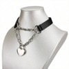 Black Choker with Heart Padlock and Key, Women's PU Leather Collar. - 4 of 4