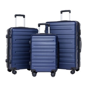 NAYSAYE Bag and Luggage Sets 3 Piece Hardshell Set TSA Approved Lock with Smooth Spinner Wheels for Travelers, Blue, 19.29"*12.6"*30.31" - 1 of 4