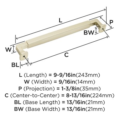 Golden Champagne 9.563" Cabinet Drawer Pull with Mounting Hardware