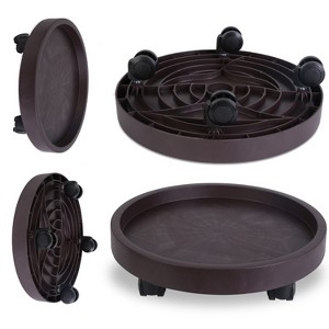 iMountek"4-Piece Rolling Plant Caddy with 360° Swivel Wheels, 187lbs Capacity, for Indoor & Outdoor Use"Coffee - 1 of 4
