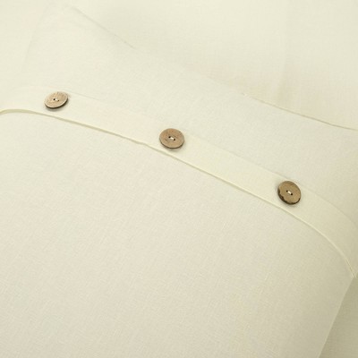 Ivory King/California King Belgian Flax Linen Cotton Blend Duvet Cover Set