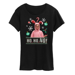 Women's - A Christmas Story - Ho Ho No Pink Bunny Suit Short Sleeve Graphic T-Shirt - 1 of 4