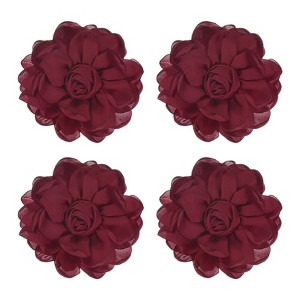Unique Bargains Alloy Satin Fabric Big Rose Flower Dainty Brooches 4 Pcs - 1 of 4