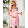 Coolmee Women Maternity Dress Summer Sleeveless Midi Dresses for Photoshoot Baby Shower Adjustable Straps Nursing Dress - 3 of 4