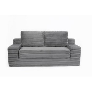 TiramisuBest Modern Small Corduroy Loveseat Sofa Bed, Deep Seat Couch with Pillows & Reversible Cushions,White - 1 of 4