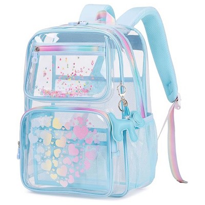 Clear Backpack for School Girls, Heavy Duty TPU Transparent Bookbag, Large Stadium Approved Clear Backpack for School, Concerts, and Events