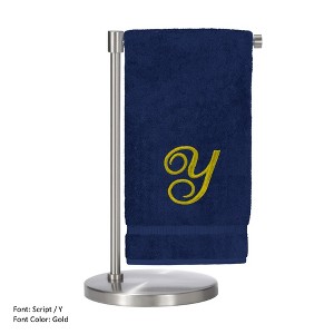BC BARE COTTON Monogrammed Bath Towel, Personalized Gift, 27 x 54 inches - Set of 2 - Navy - Gold Script - 1 of 1