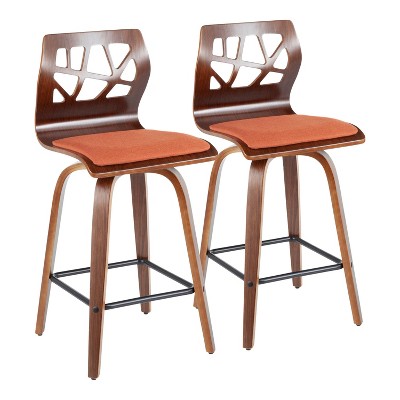 Set of 2 Folia Mid-Century Modern Counter Height Barstools - LumiSource