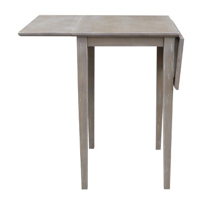 Elegant Washed Gray Taupe Solid Wood Extendable Dropleaf Dining Table